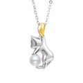 925 sterling silver clavicle chain necklace with cat design elements and electroplated finish