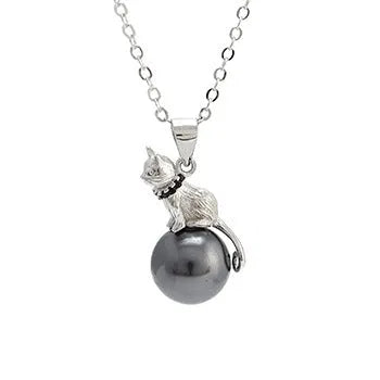 925 sterling silver cat pendant necklace with electroplated finish available in single pendant or full chain set options