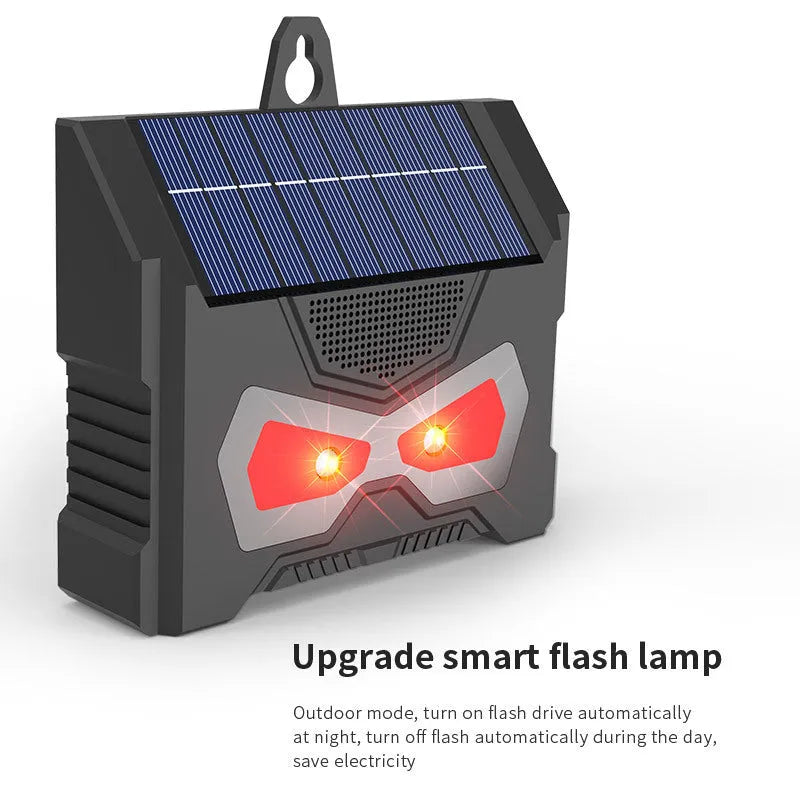 Black animal-shaped solar ultrasonic repeller for outdoor pest control