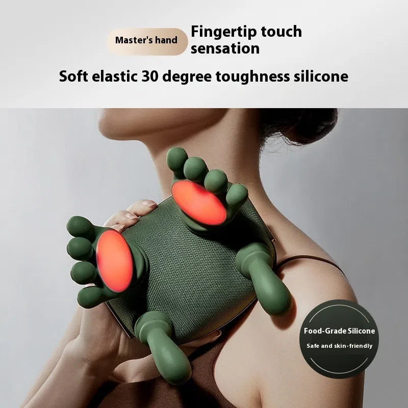 Hand shoulder cervical oblique muscle massager in N7 moss green colour with USB cable