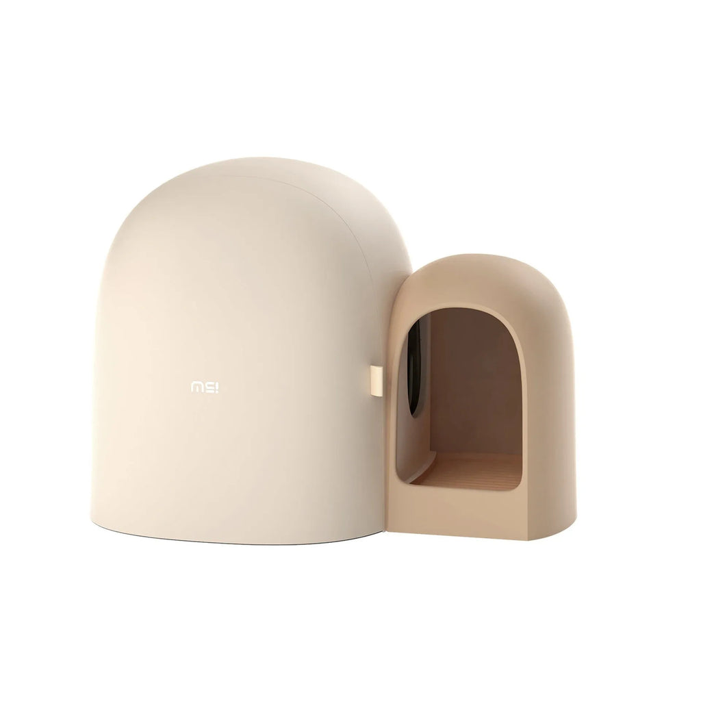 Fully enclosed oversized cat litter box with removable top cover in moss green colour