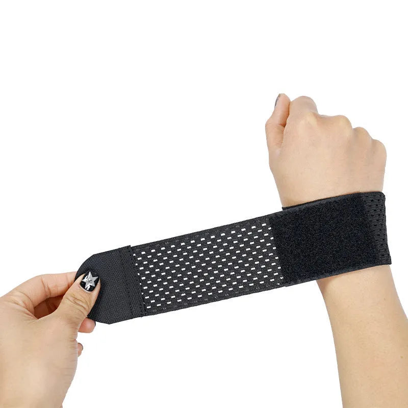 High elastic breathable athletic wristguard in black, grey, or pink colour for wrist support.