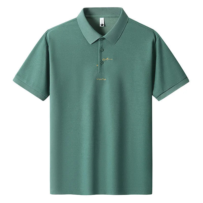 Men's loose-fit grey cotton T-shirt with a white printed letter design on the front