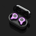 Coffee coloured wireless TWS Bluetooth earbuds and charging case on a white background.