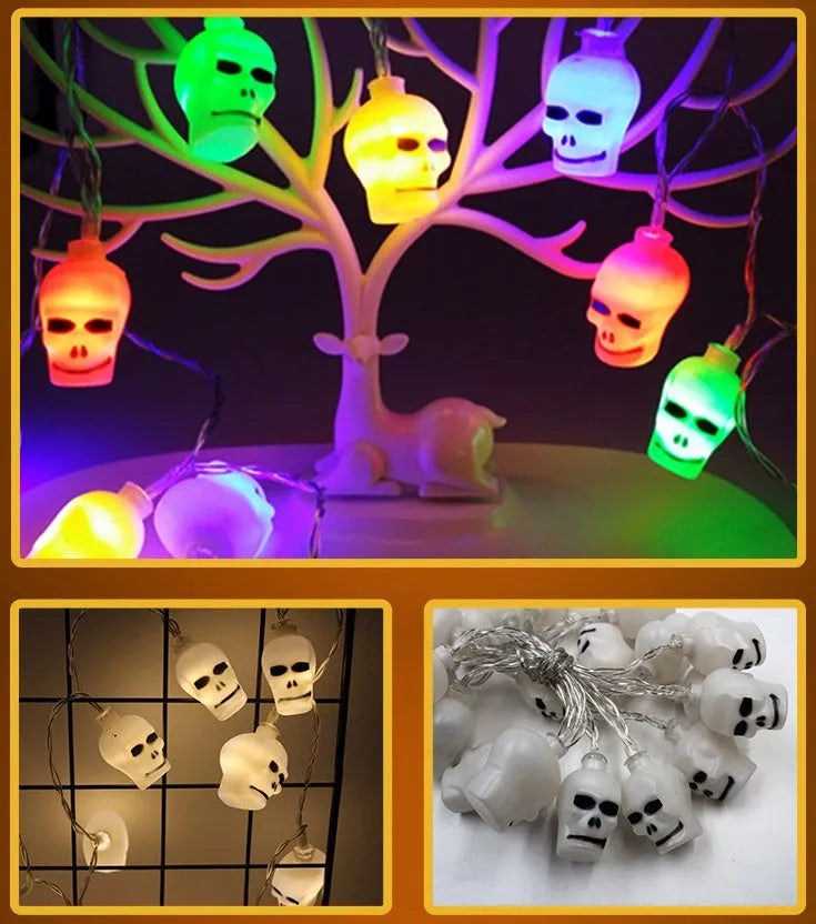 Halloween LED string lights with pumpkin, bat, and ghost decorations on a 1.2m wire