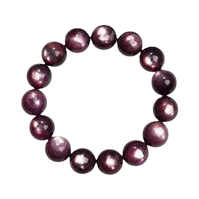 Natural purple lepidolite crystal bracelet with polished round geometry beads in multiple size options