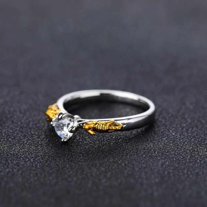 Black gold crystal crown cosplay ring made from copper, showing crown modelling.