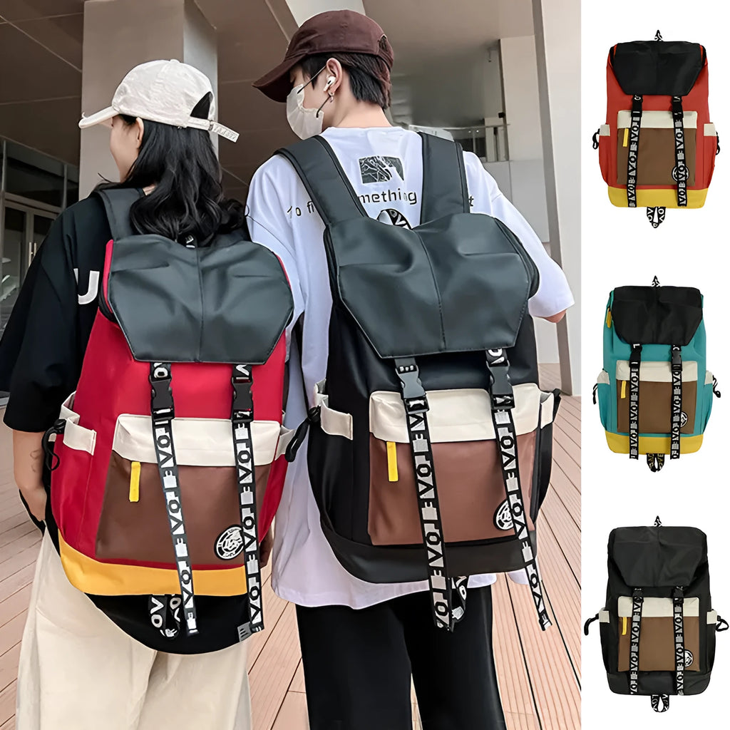 Oxford cloth backpack for junior high school students in black, green, or red with three carrying options