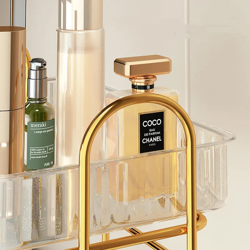 Transparent iron PET cosmetic shelf for bathroom storage, 30.5x20x35.5cm
