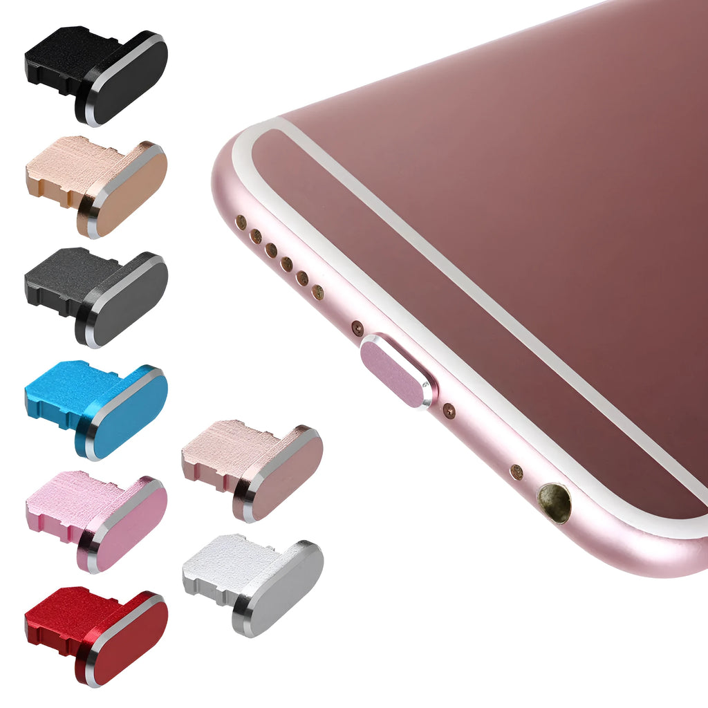 Aluminium alloy iPhone charging port dust plug in eight colour options
