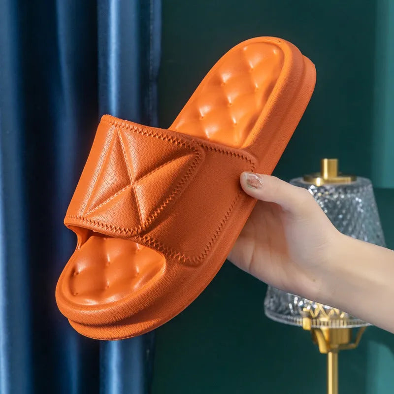 EVA bathroom sandals with thicker sole showing non-slip pattern and available colour options