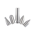 Three alloy steel car dent repair crowbars of different sizes on a workshop surface