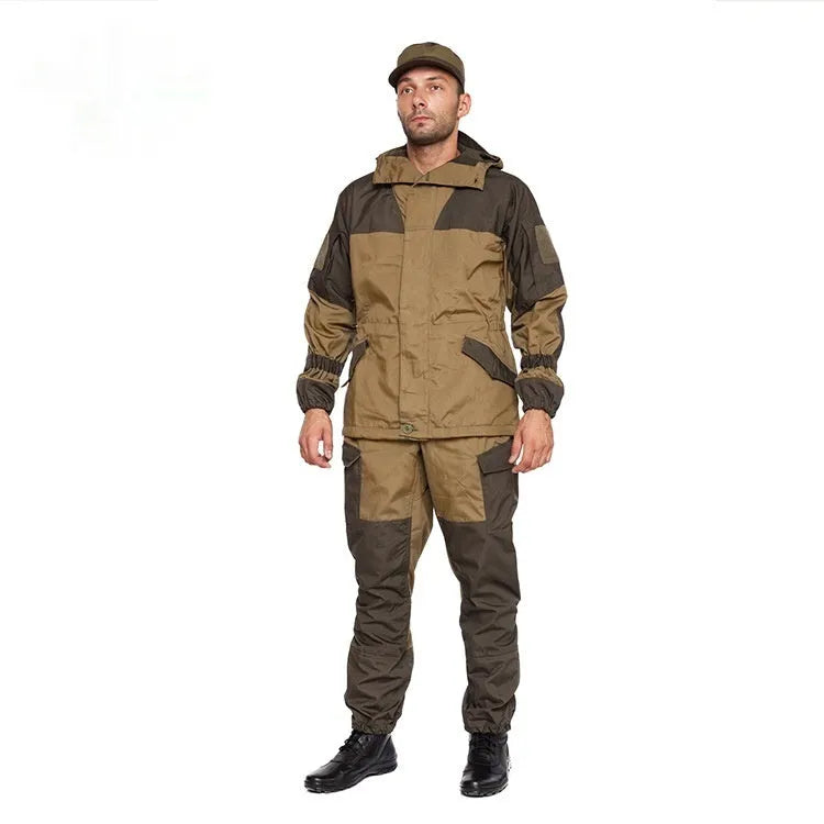 Men's special forces style mountain battle suit jacket and trousers in tactical green colour