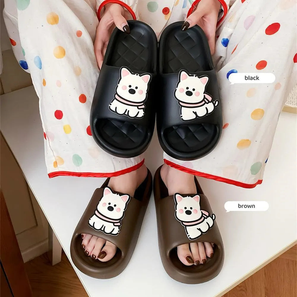 Fashion creative rhombus couple summer slippers thickened PVC flip flops home wear in cream white