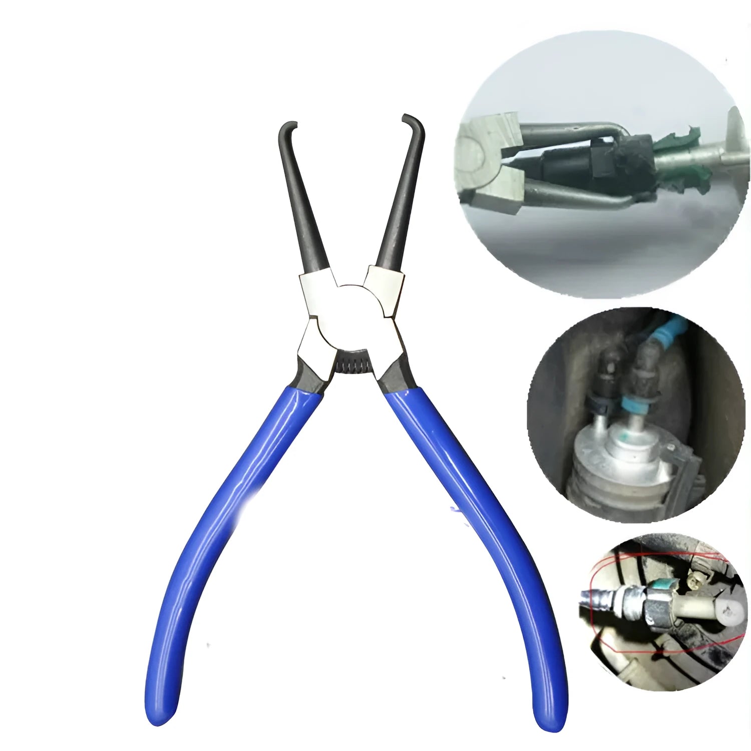 Iron and rubber caliper tubing pliers for automotive fuel line maintenance.