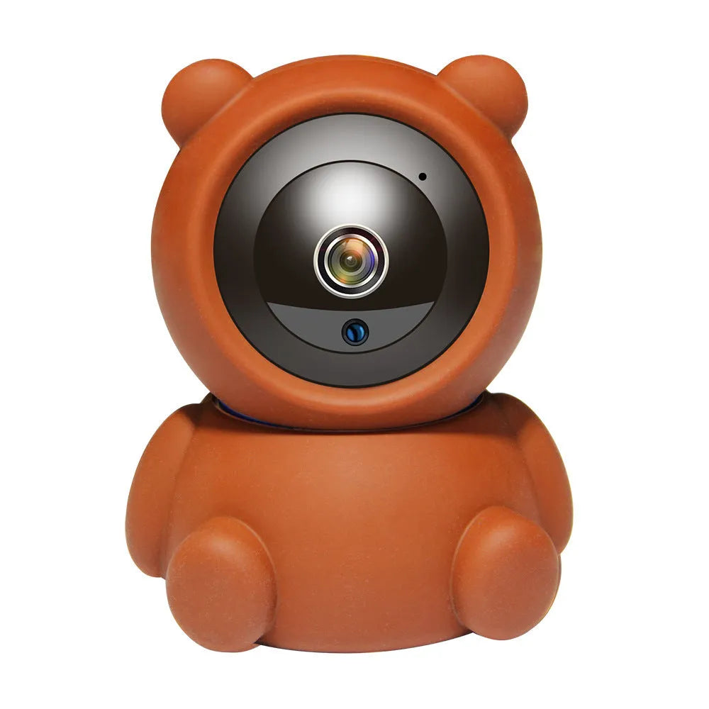 Bear brand white 1080P WiFi indoor security camera with infrared night vision LEDs.