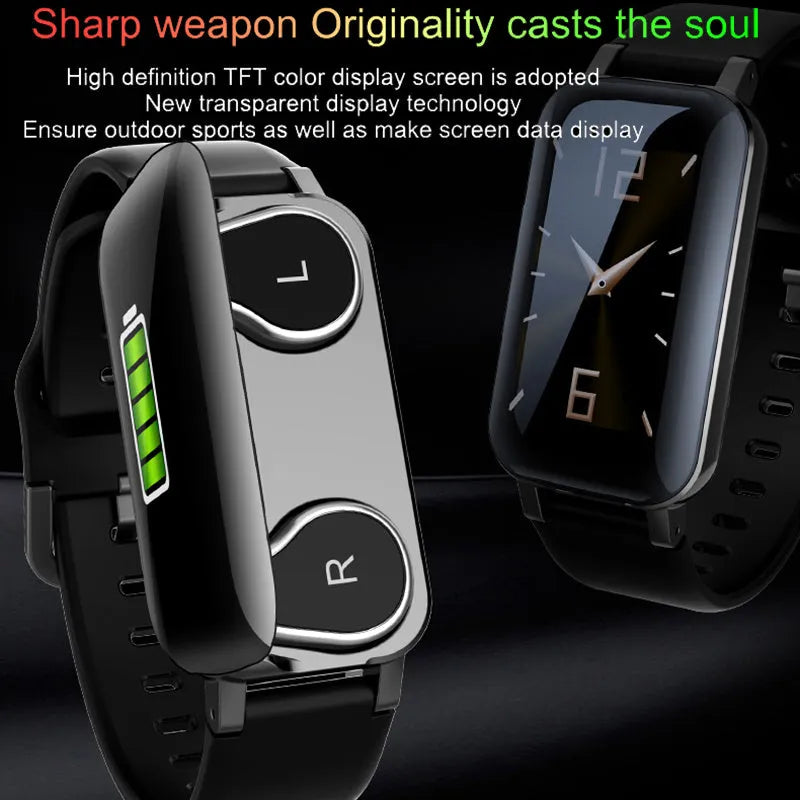 Call Bracelet smart wearable fitness tracker in Black, Blue, and Coffee colours on a wrist.