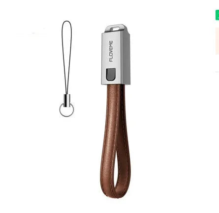 USB C to Apple Lightning leather braided charging cable in black brown red colours measuring 20cm
