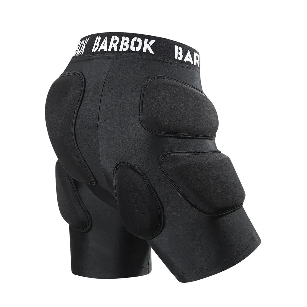 Black adult hip protection pants with NBR foam padding for roller skating and skateboarding