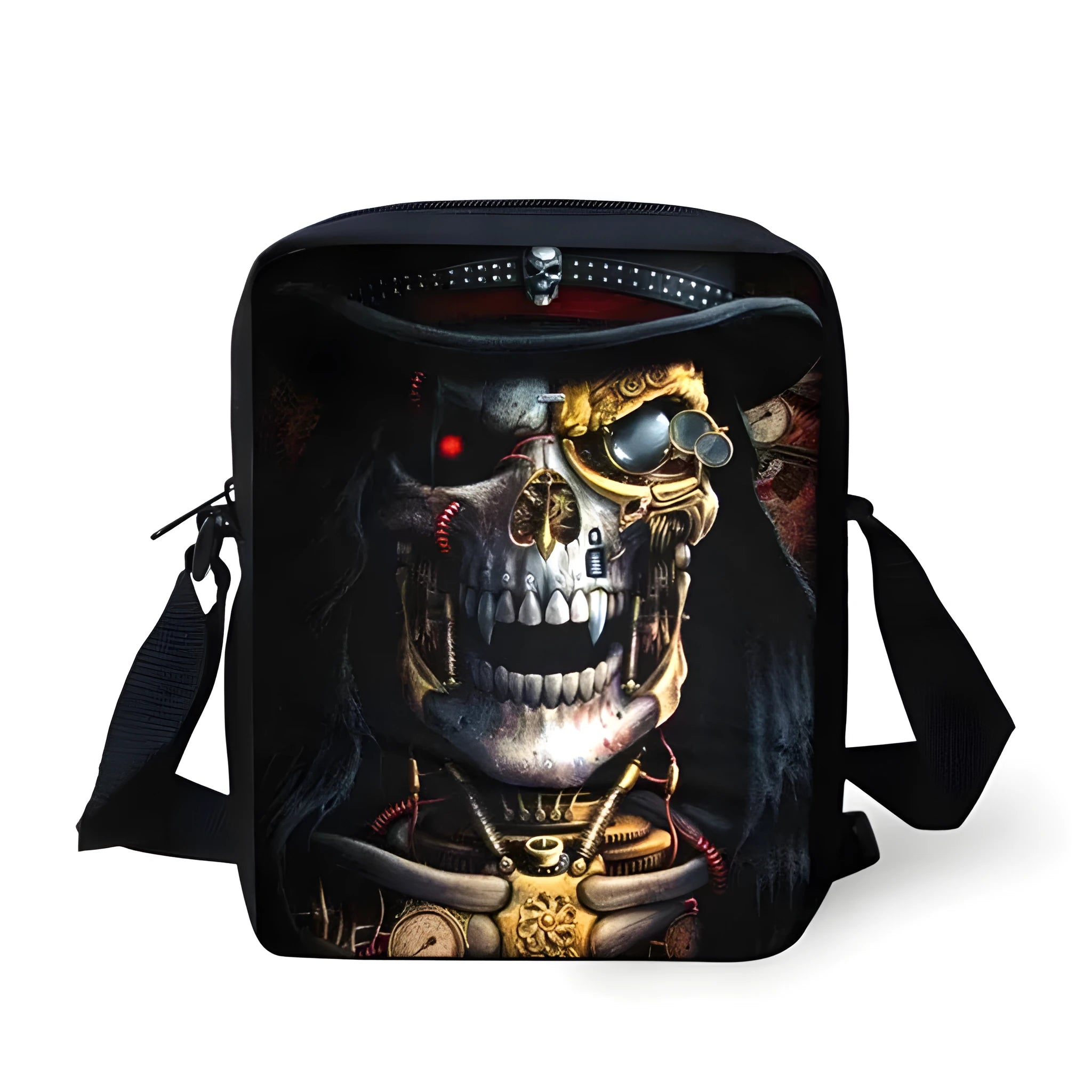 Children's medium messenger bag with skull patterns and double straps