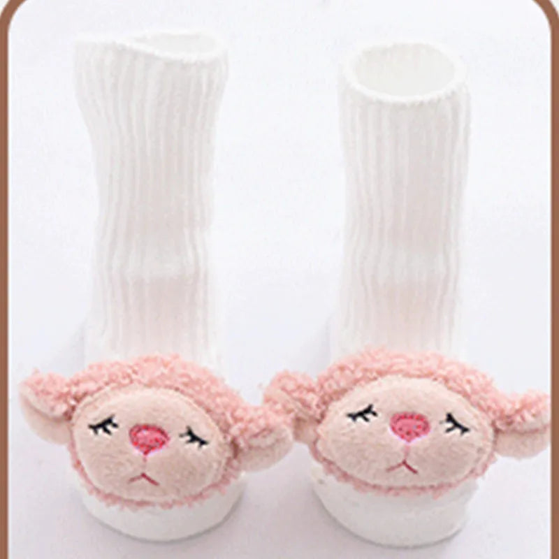 Cotton baby floor socks with anti-slip soles in multiple colours and patterns