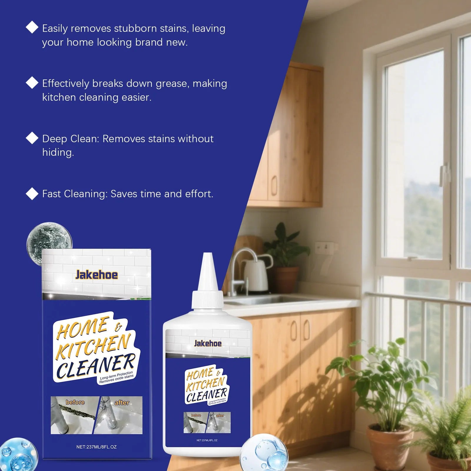 237ml bottle of thick household decontamination gel for kitchen and bathroom cleaning.