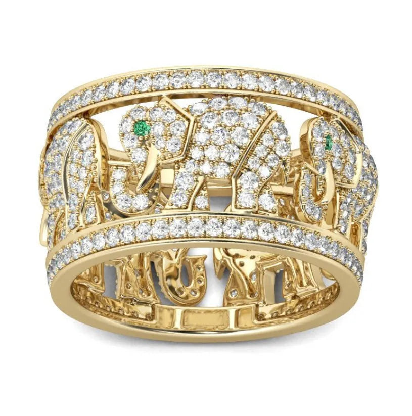 Alloy elephant ring with diamond details and electroplated finish in AJZ1935 or AJZ141 colours