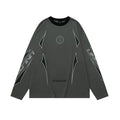 Grey cotton men's pullover with drop shoulder sleeves and front letter pattern