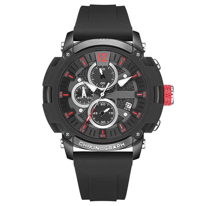 Men's 51mm multifunction luminous waterproof calendar watch with quartz movement