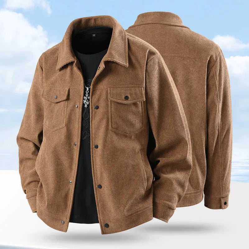 Men's slim fit casual coat in Vinylon and Lycra fabric, shown in black, coffee, white, or green.