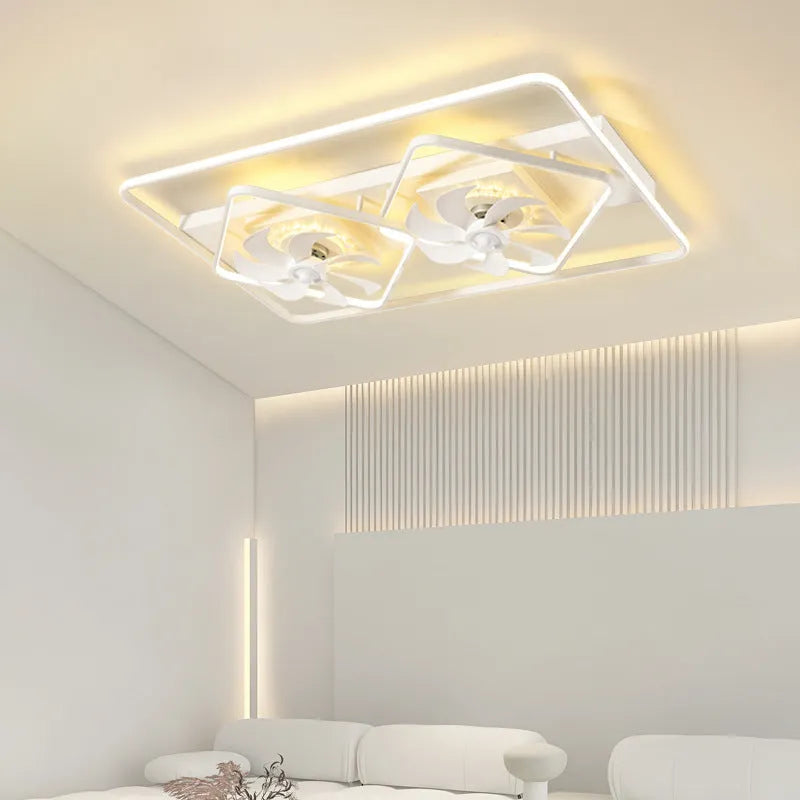 Modern thin suction ceiling fan with light, 1100mm diameter, plastic blades and acrylic lampshade