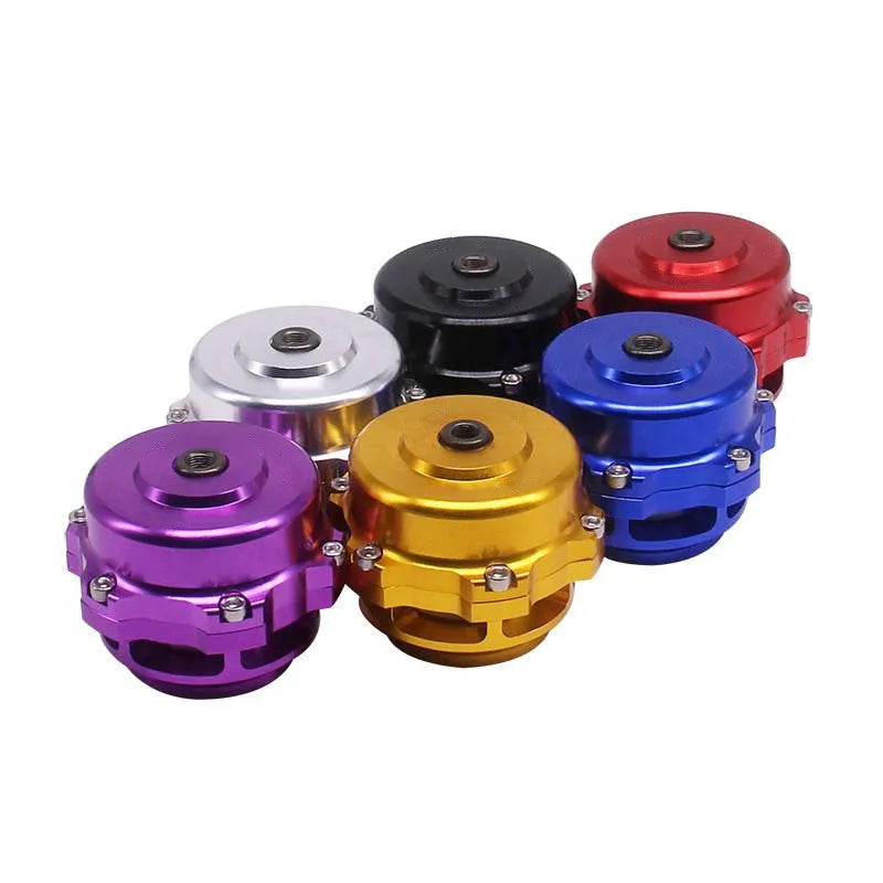 Shiny aluminum alloy turbo bypass valve 50MM universal pressure relief device in engine compartment