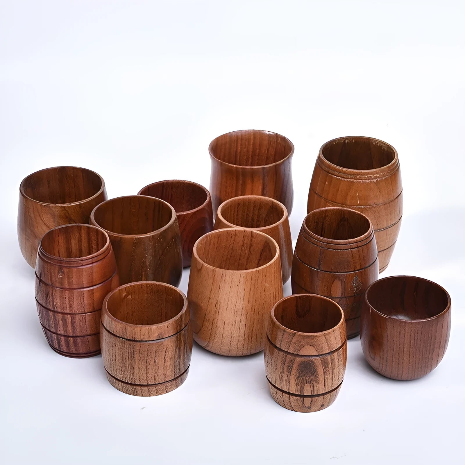 Vintage wooden heat insulation tumbler sour jujube big belly cup 301-400ml round shape