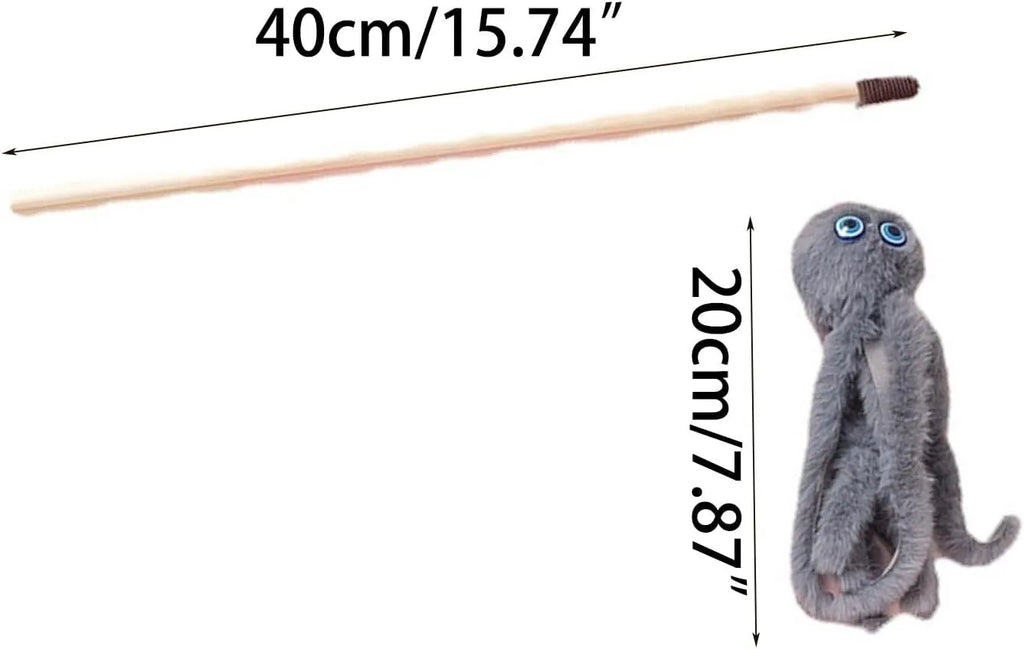 Colourful octopus cat toy with long stick for indoor feline entertainment