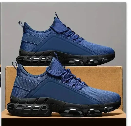 Student running sneakers with TPU upper and mesh lining, front lace-up, flat heel, round toe