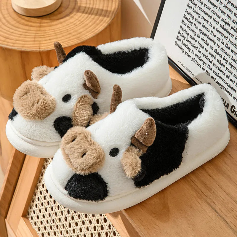 Women's cotton platform slippers with non-slip PVC sole in sweet style for indoor home use