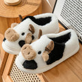 Women's cotton platform slippers with non-slip PVC sole in sweet style for indoor home use