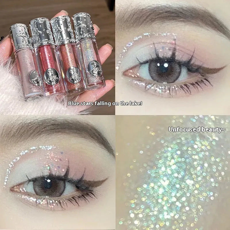 Ballet Liquid Eye Shadow product showing five colour options: Sakura Field, Doll Log, Butterfly Paradise, Nutcracker, and Pillow Fairy Tale