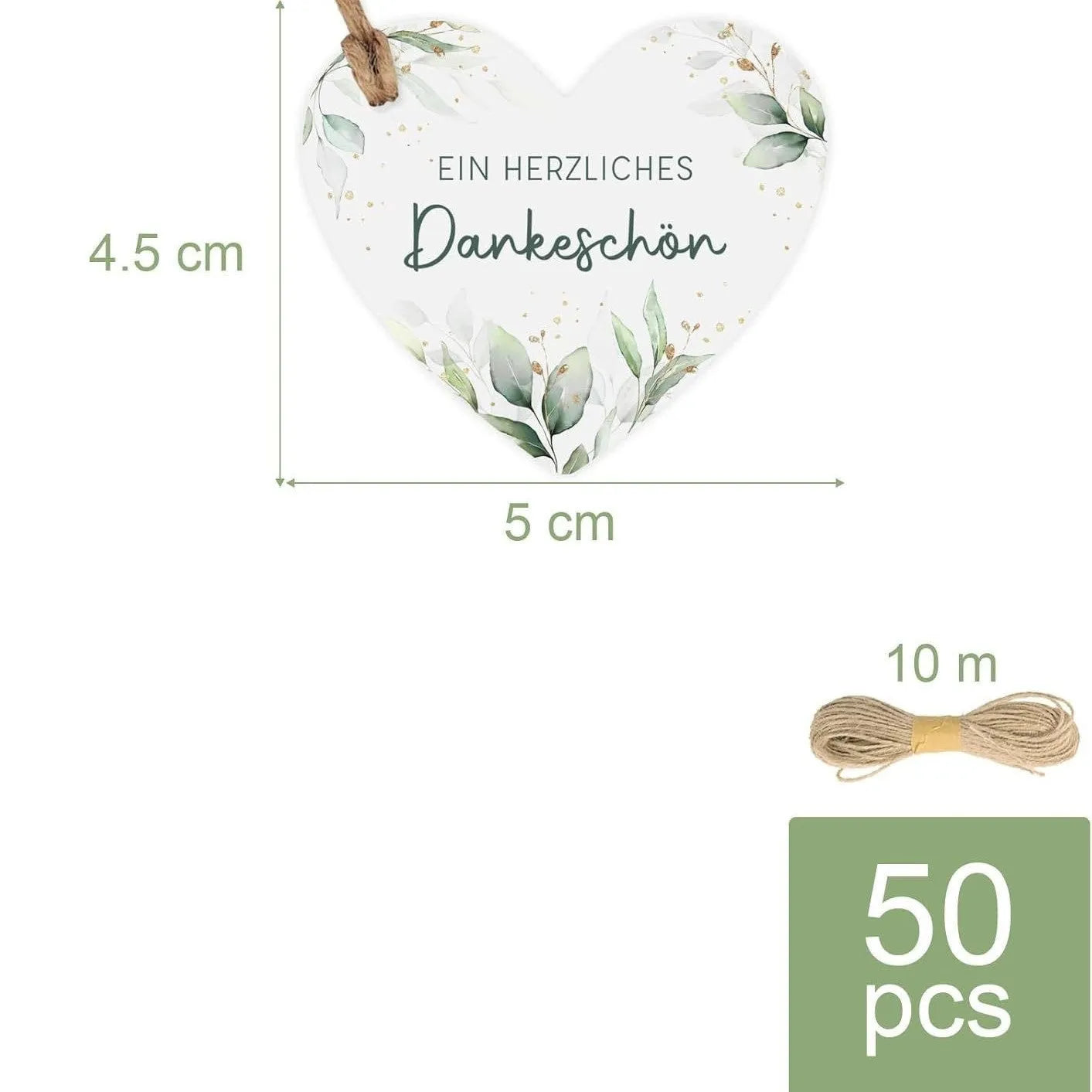 Fifty heart-shaped paper gift tags with floral design, shown in two colour style options.