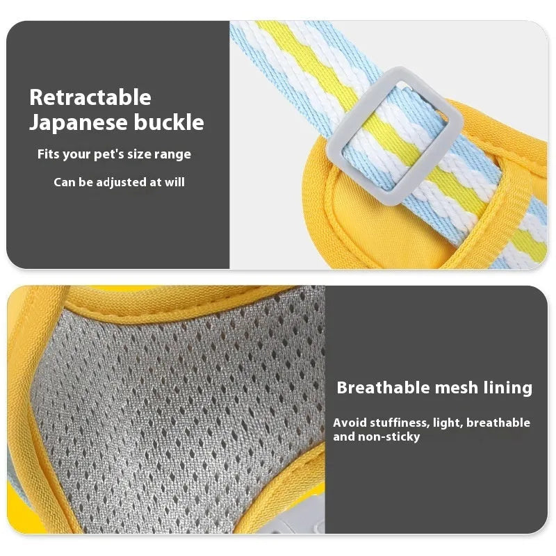 Explosion-proof anti-strangulation pet harness in green with detachable 1.5 metre traction rope