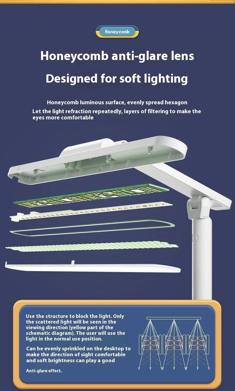 Multifunctional adjustable reading lamp on a bookshelf with charging cable