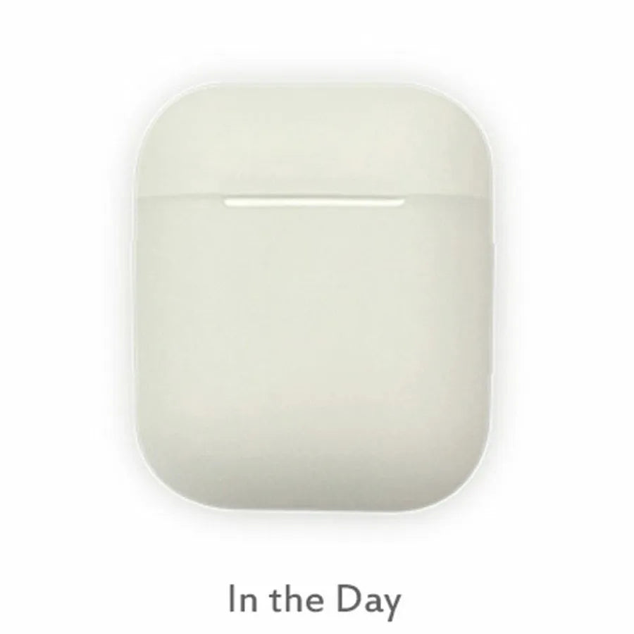 Luminous coloured silicone flip-top protective case for Apple AirPods earphones.