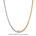 Gold colour geometric snake bones chain necklace with 3mm width and linear pattern details
