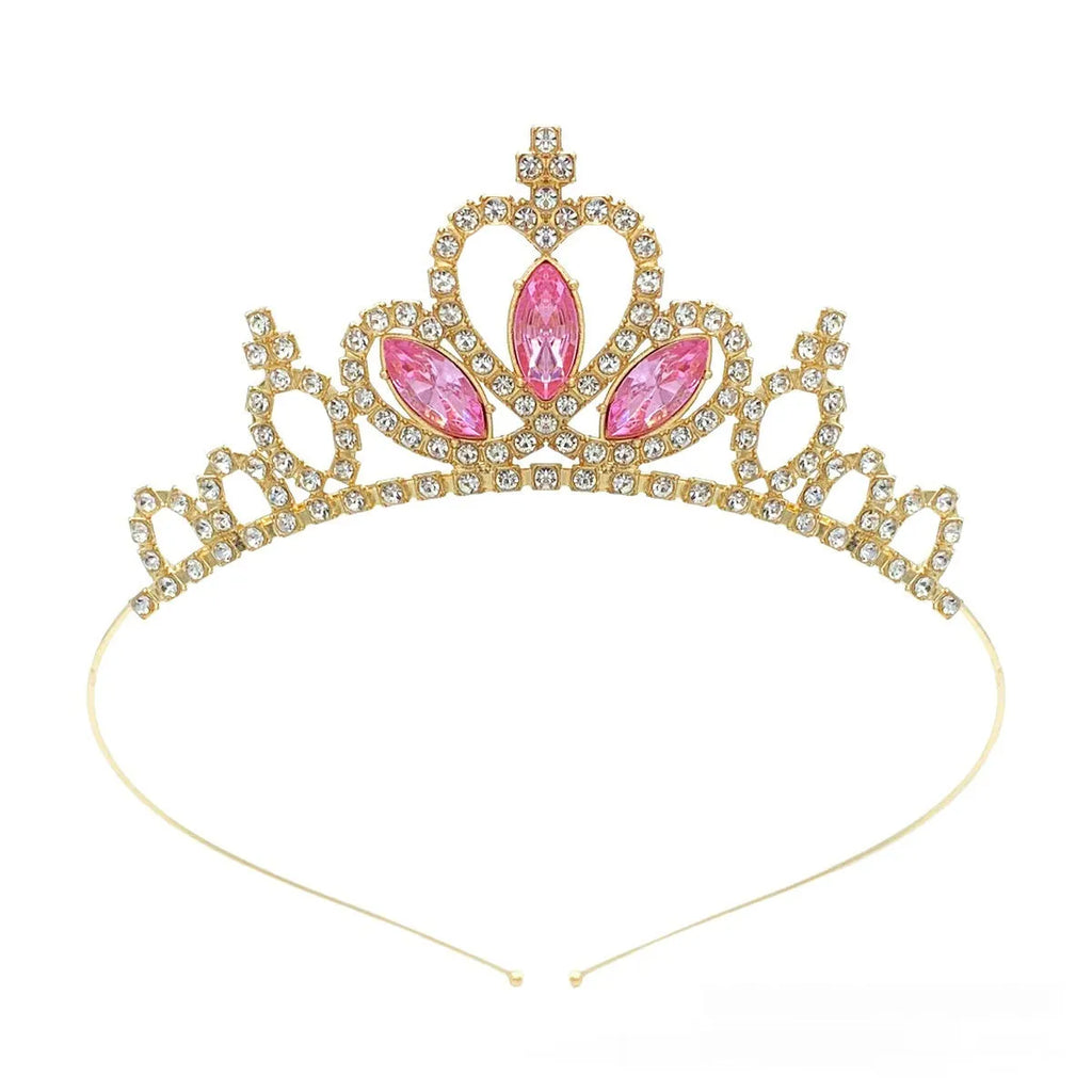 Alloy princess crown with electroplated diamond finish in gold and silver colour variations