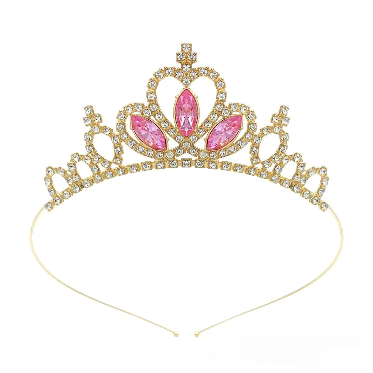 Alloy princess crown with electroplated diamond finish in gold and silver colour variations