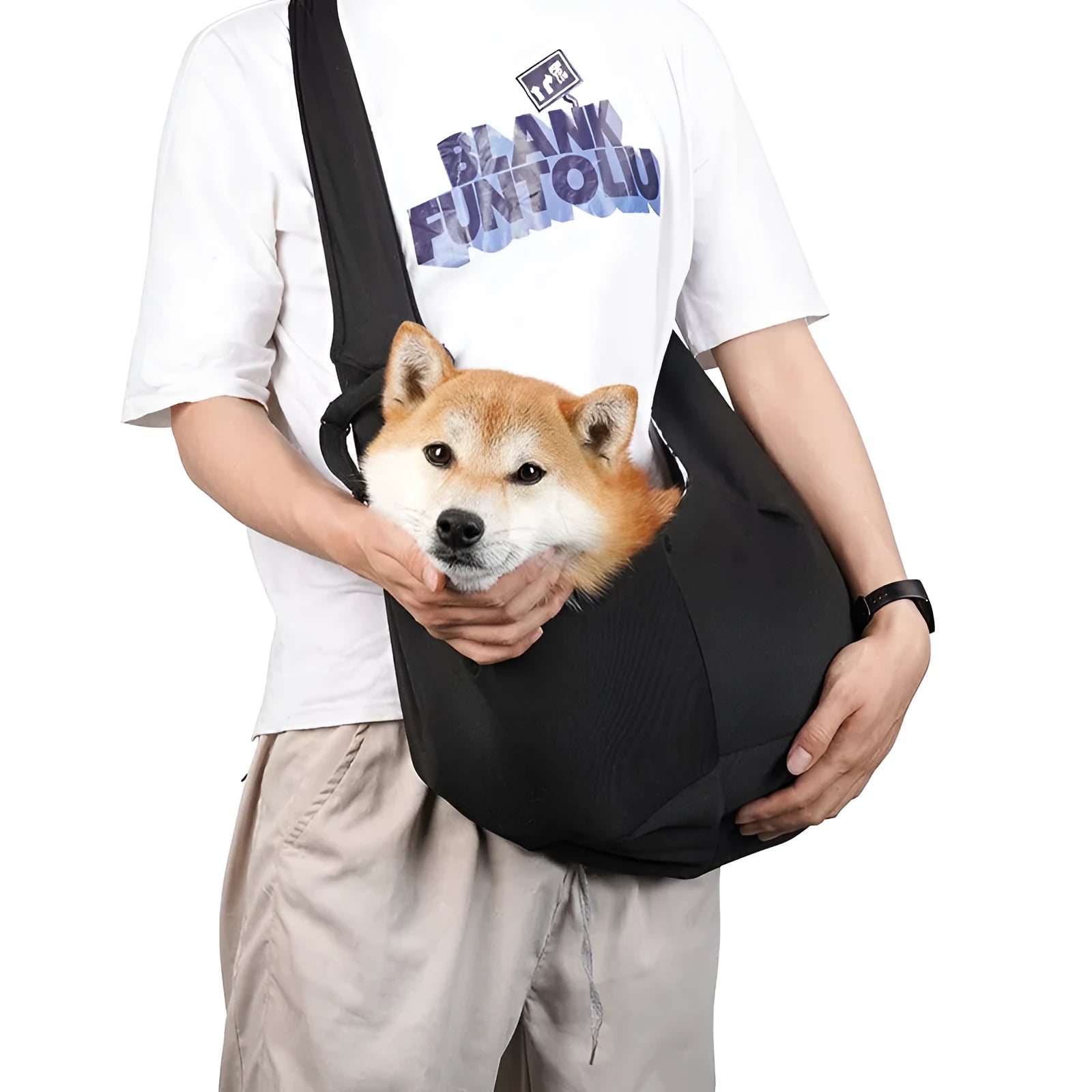 Soft polyester pet carrier bag with adjustable shoulder strap for small animals