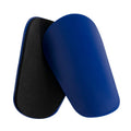 Pu mini shin guards in black, white, red, and blue for football running and hiking sports protection.
