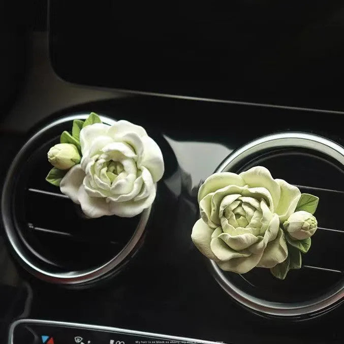 Jasmine car perfume solid gypsum air vent clip with 5ml essential oil in beige white or fresh green