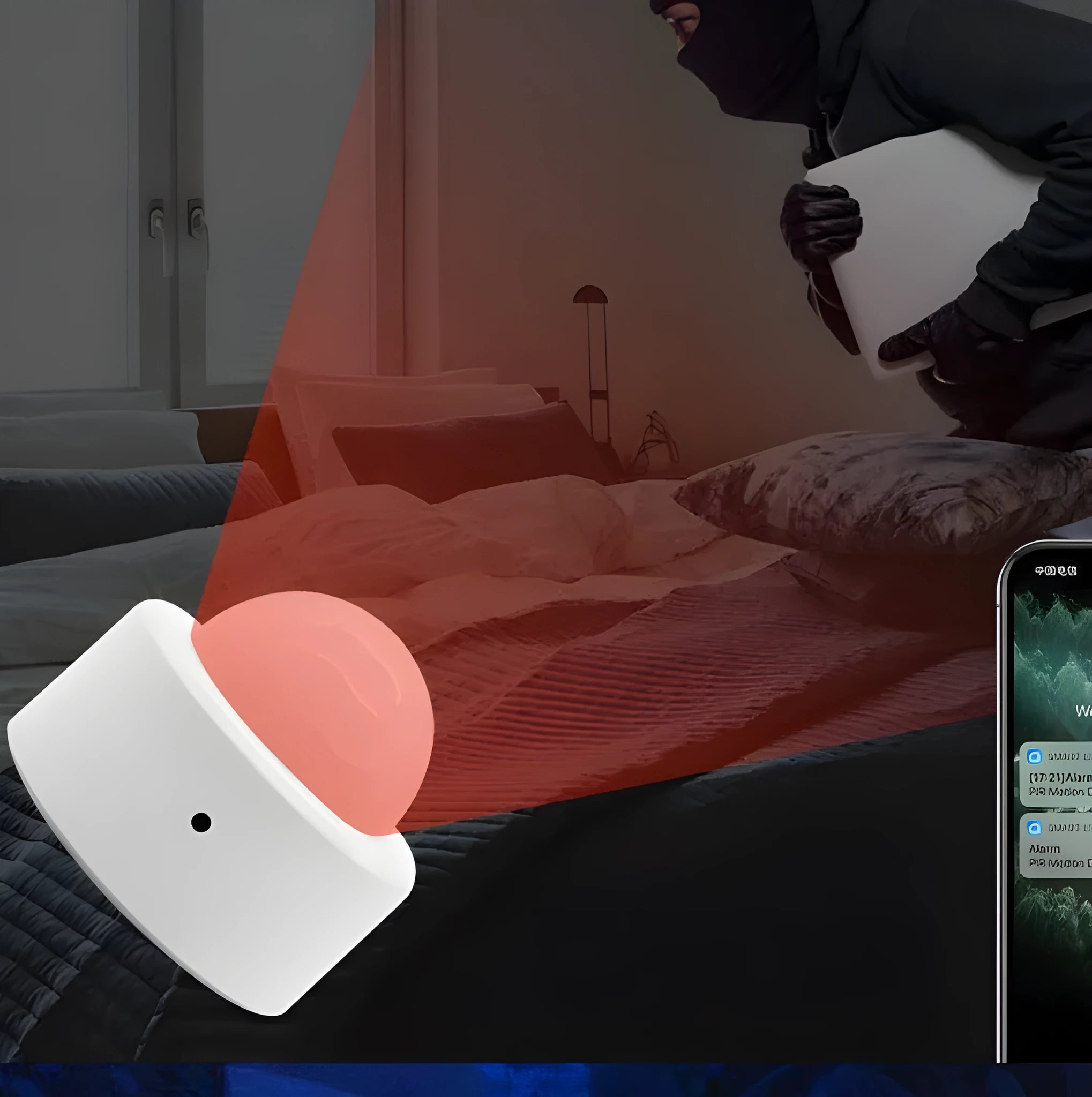 White infrared body sensor with ZigBee 3.0 wireless connectivity for home security