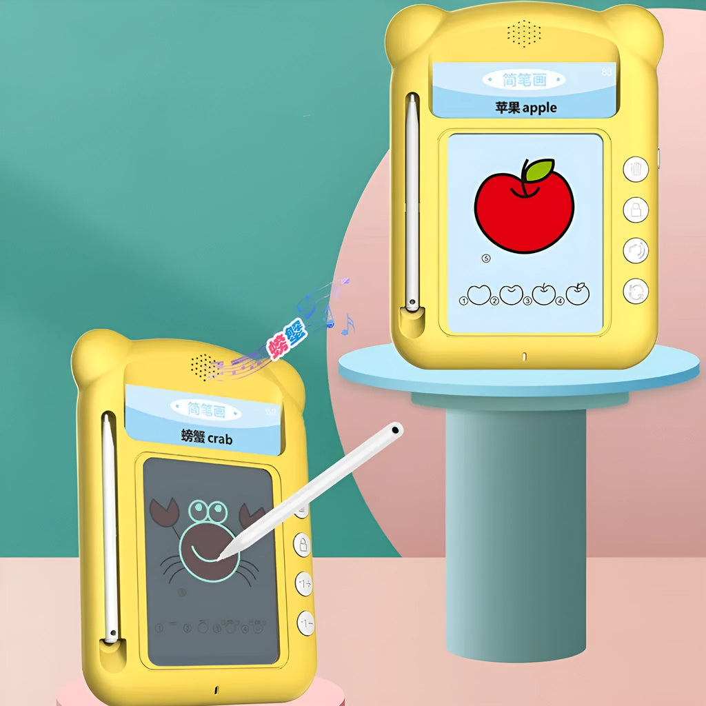 Yellow ABS plastic early education bilingual card learning machine with card sets for letter and stroke recognition